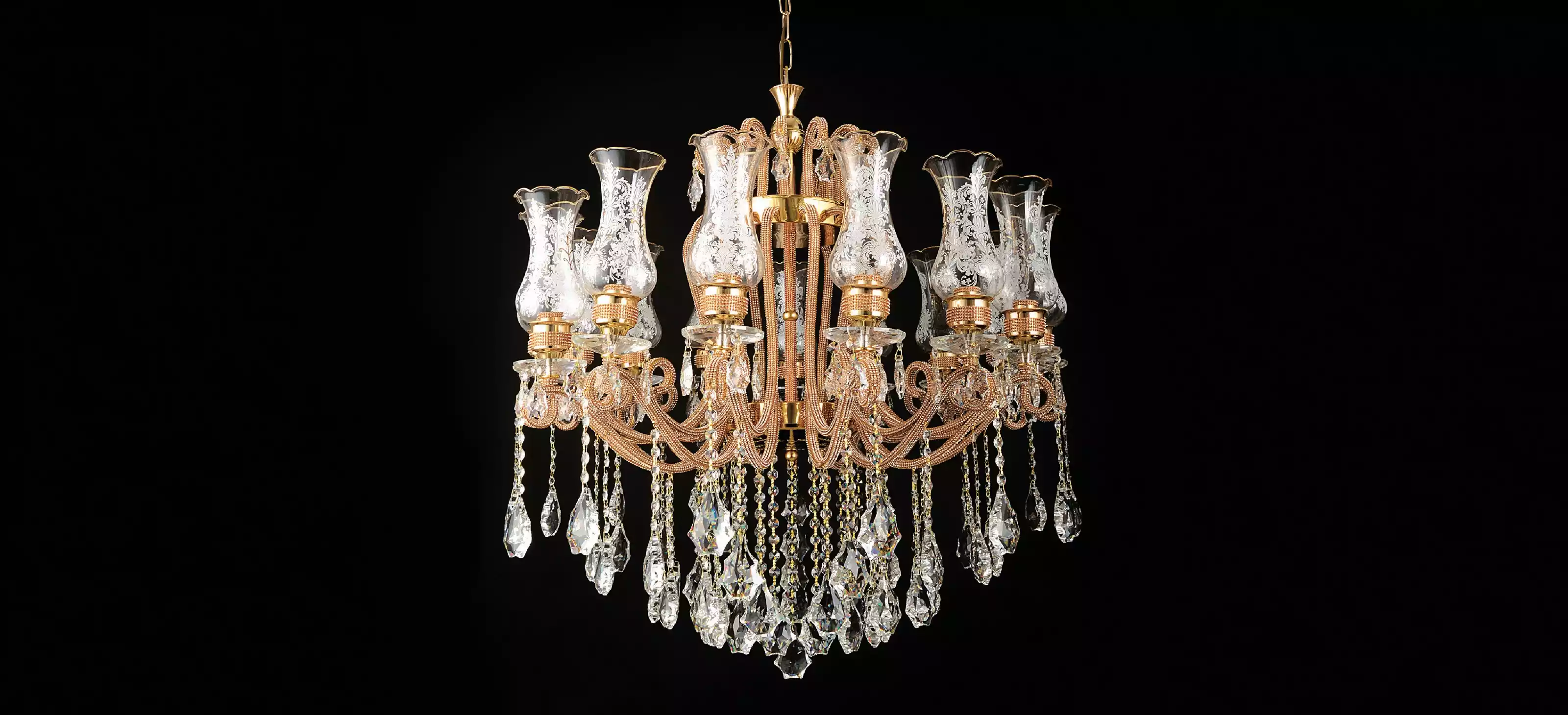 Luxus Lüster Kristall Deckenleuchter Kronleuchter Deckenlampe Gold Lampe