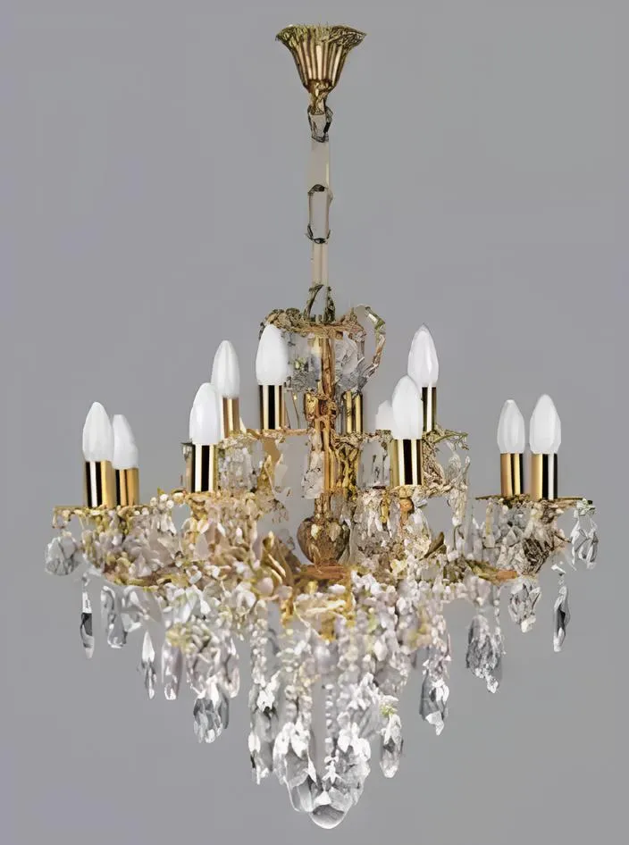 Luxus Deckenleuchter Lüster Kronleuchter Deckenlampe Kristall Gold