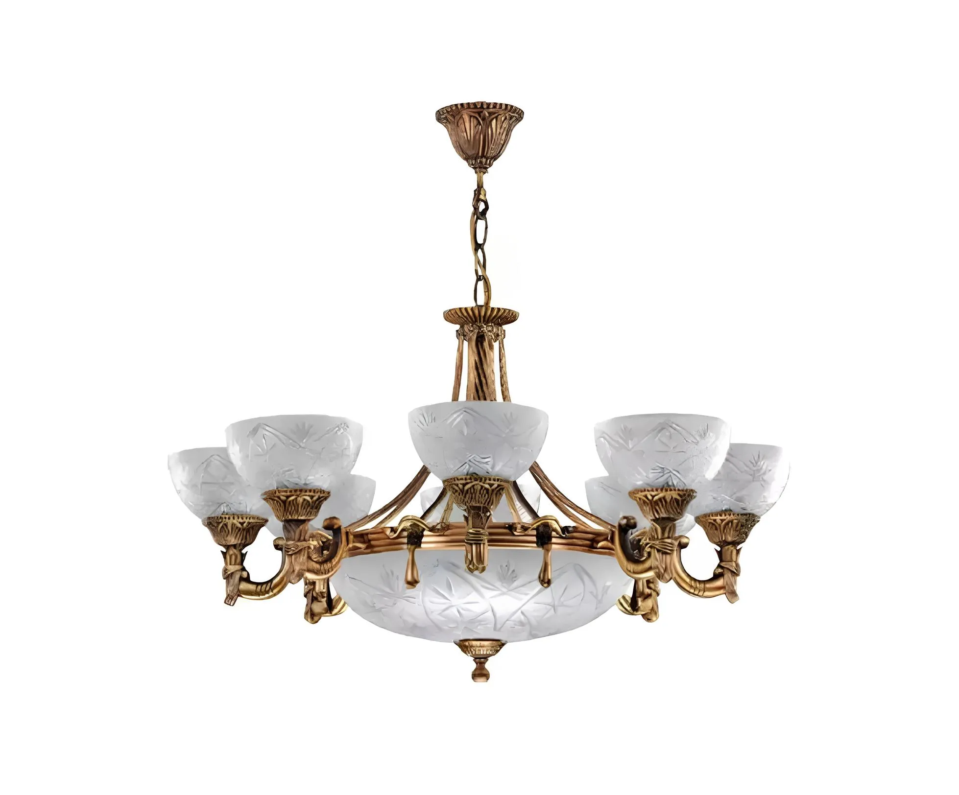 Deckenlampe Lüster Deckenleuchter Lampe Kronleuchter Glas Gold Grau