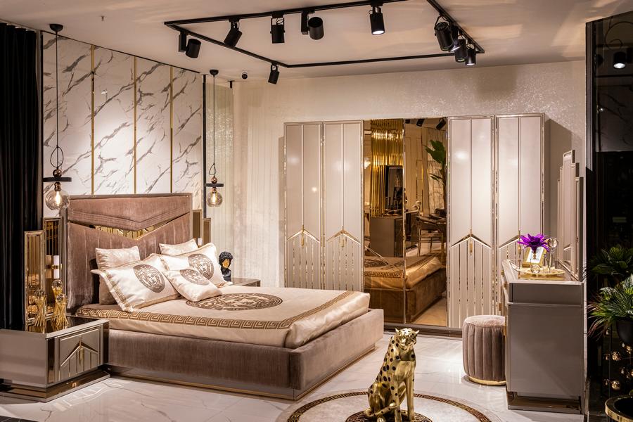 Modern Schlafzimmer Bett 2x Nachttische Stilvolle Kleiderschrank Möbel Set 4tlg
