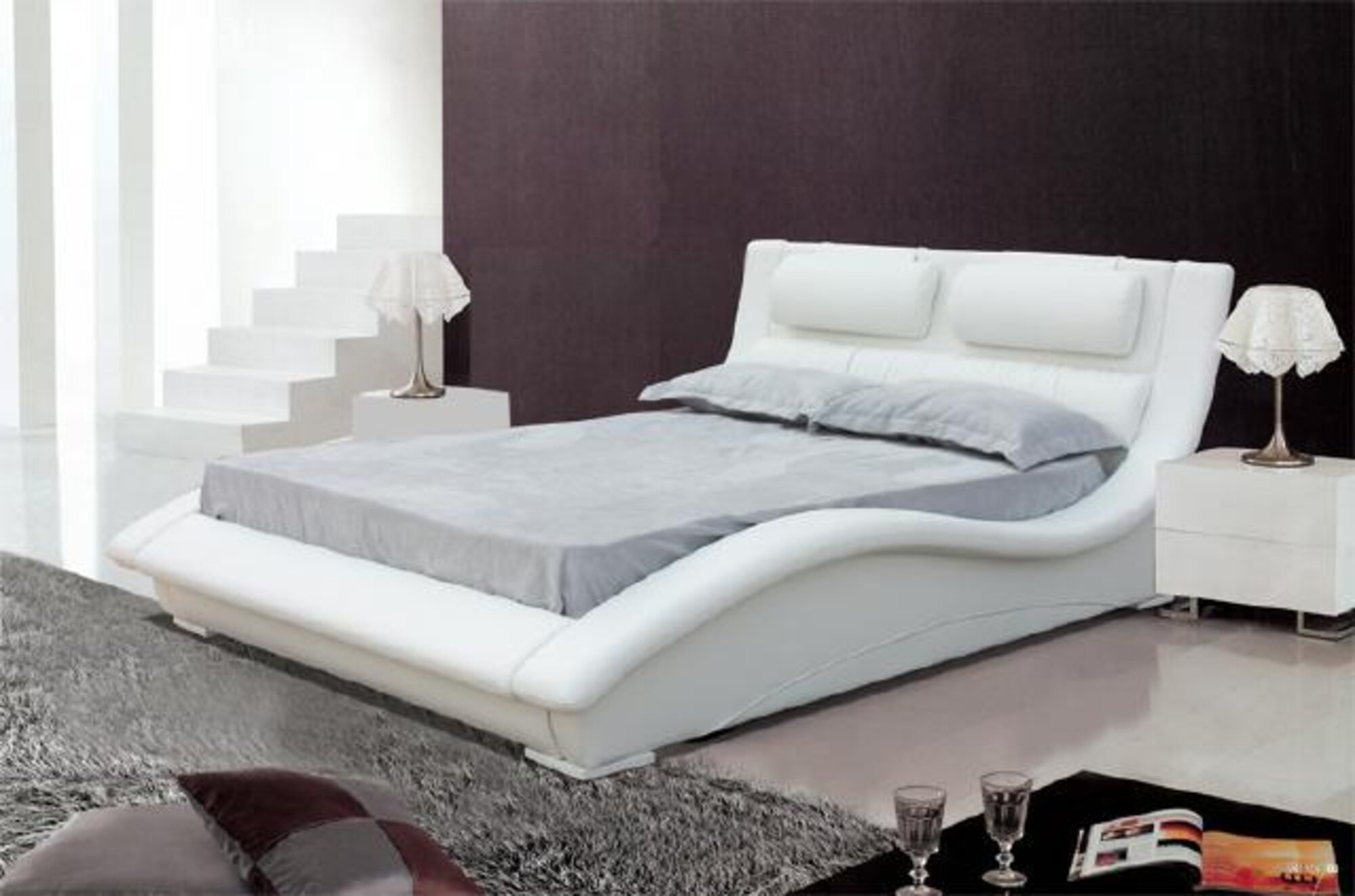 Wasserbett Bett Komplett Lederbett Polsterbett mit Matratze Neu OLIVER Betten