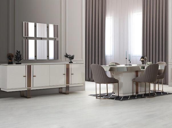 Esszimmer 6tlg. Set Esstisch Anrichte 4x Stühle Modern Neuheit Design