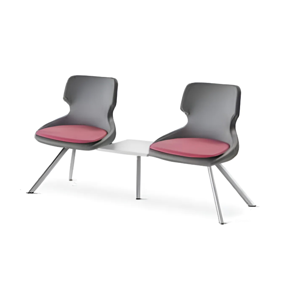 Bürostühle 2-Sitzer Schwarz Büro Bordeaux Modern Edelstahl Leder Holz