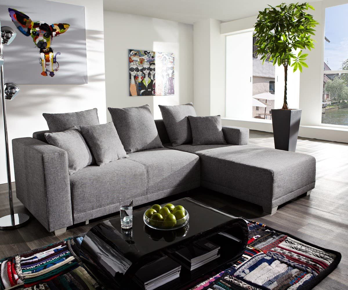 Ecksofa L Form Sofa Couch Polster Sofas Wohnlandschaft Stoffsofa Hocker Couchen