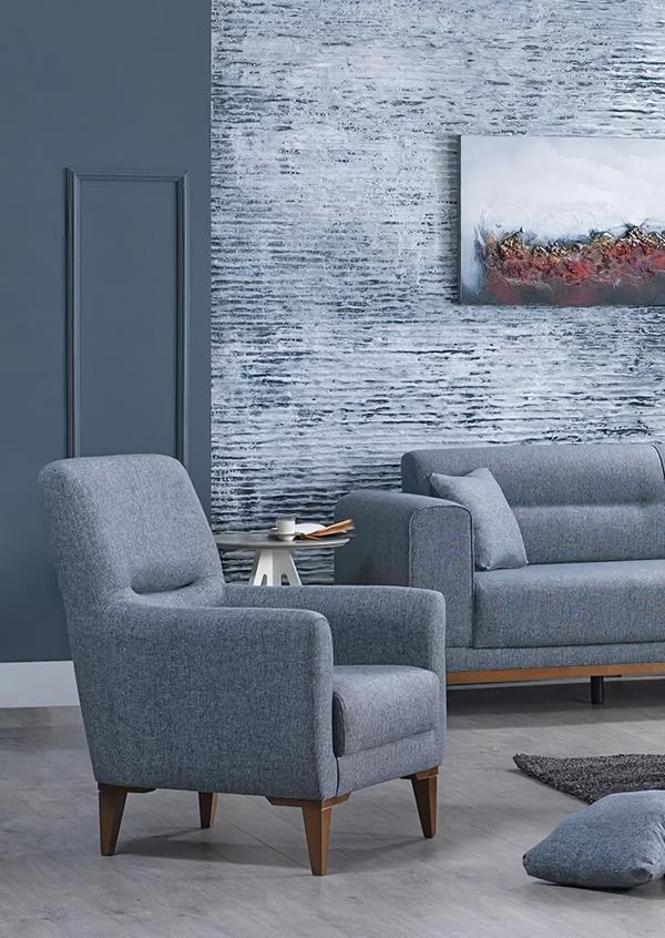 Sessel Grau Modern Design Polstersessel Wohnzimmer Polstermöbel Einrichtung