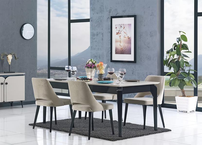 Esstisch Essgruppe Essgarnitur Polsterstühle Tisch + 4 x Lehnstuhl Esszimmer Set