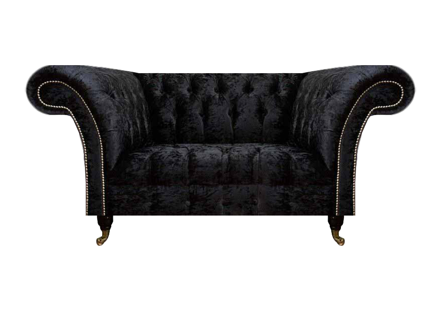 Schwarzer Chesterfield Zweisitzer Designer Wohnzimmer Edle Polstercouch