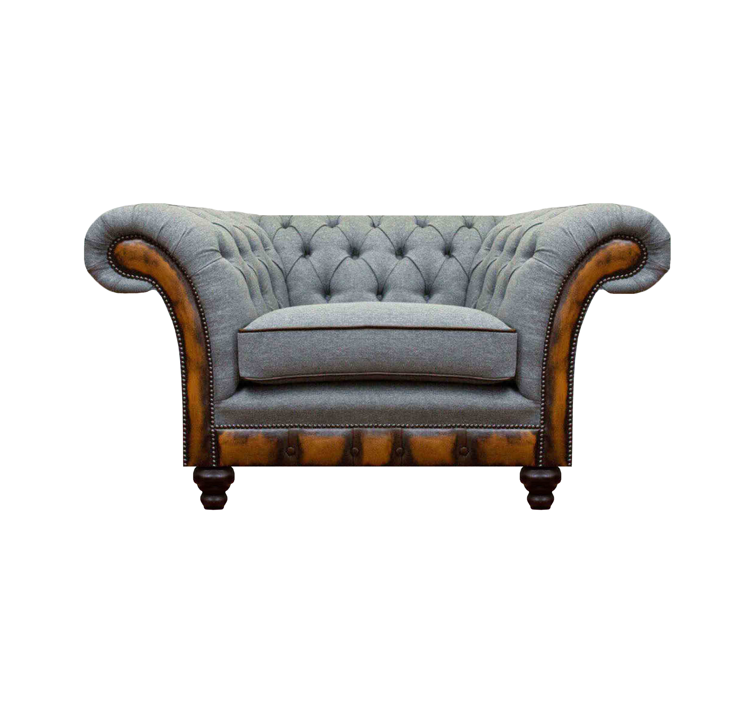 Grauer Einsitzer Chesterfield Lehnsessel Designer Cocktail 1-Sitzer