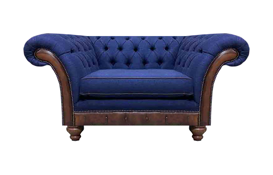 Luxuriöser Chesterfield Blauer Sessel Polstermöbel Designer Lehnsessel