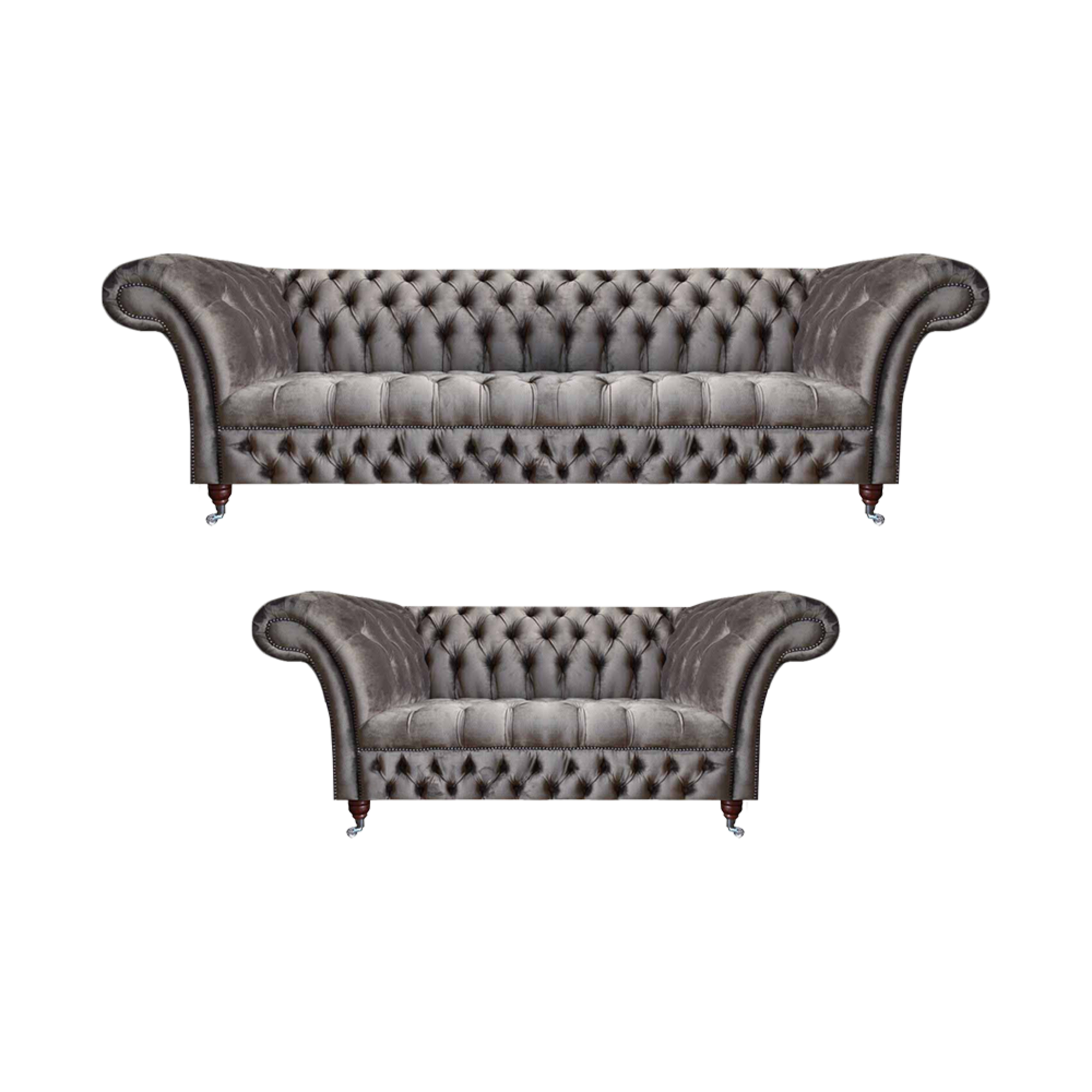 Luxuriöse 2x Sofa 3+2 Sitzer Textil Polstermöbel Grau Sofagarnitur Wohnzimmer