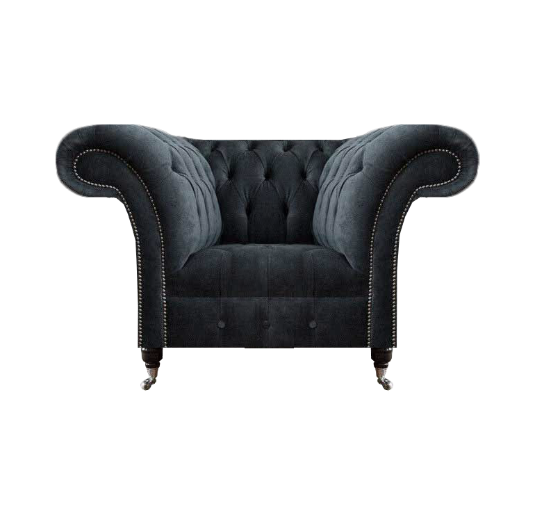 Polstermöbel Sessel Grau Textil Chesterfield Sitz Luxuriöse Wohnzimmer