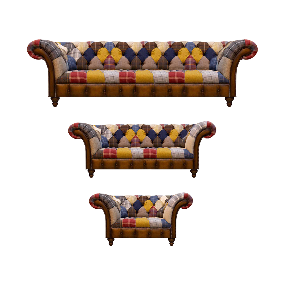 Luxuriöses Chesterfield-Set 3-Sitzer 2-Sitzer und Sessel Stilvoll bequem und zeitlos