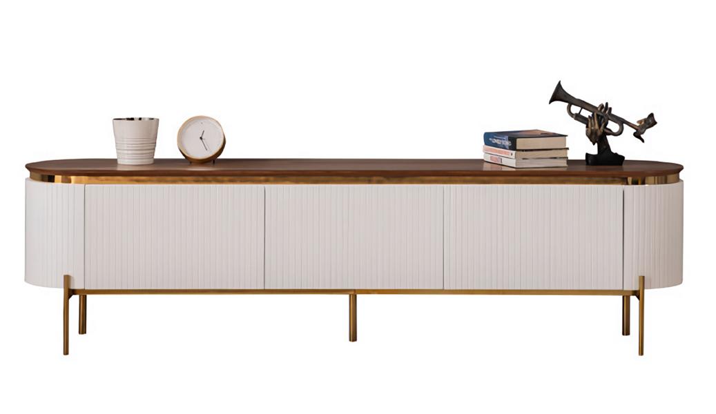 Zeitlos RTV Luxuriös Sideboard Weiß Fernsehtisch Wohnzimmer Lowboard
