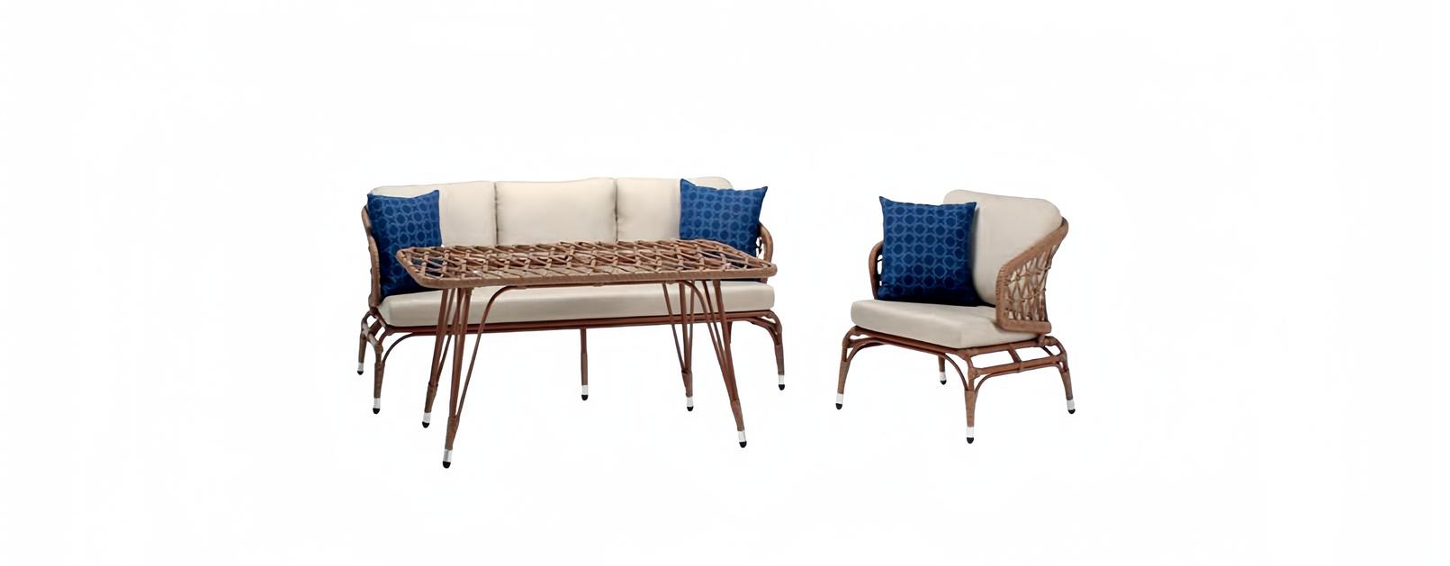 Gartenmöbel Braun Robuste Garten Rattan Garnitur Couchtisch Sessel Sofa 3 Sitzer