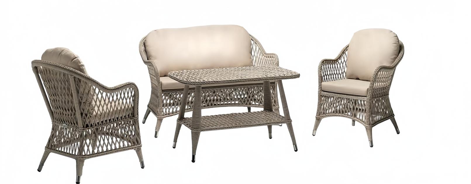 Gartenmöbel Sofa 2 Sitzer Robuste Garten Rattan Garnitur Couchtisch 2x Sessel