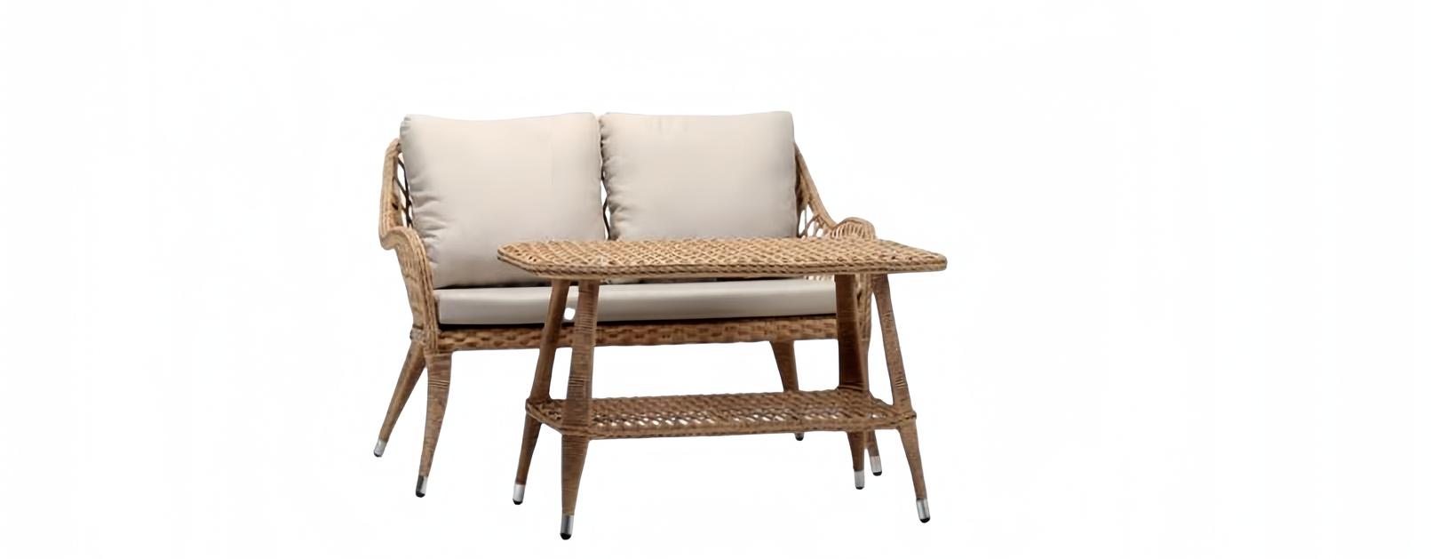 Sofa 3 Sitzer Couchtisch Garnitur Sofas Dreisitzer Rattan Tisch Luxus Modern