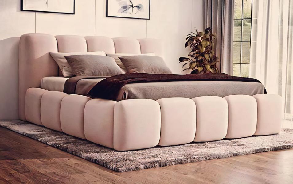 Doppelbett Bett Schlafzimmer 180сm Matratze Weiß moderner Stil Holz