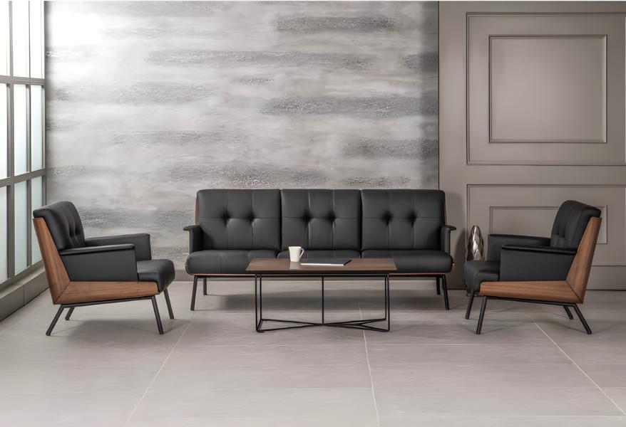 Büro Set Arbeitszimmermöbel Komplettes Set 3+1+1 Sitzer Sofa, Couchtisch Modern