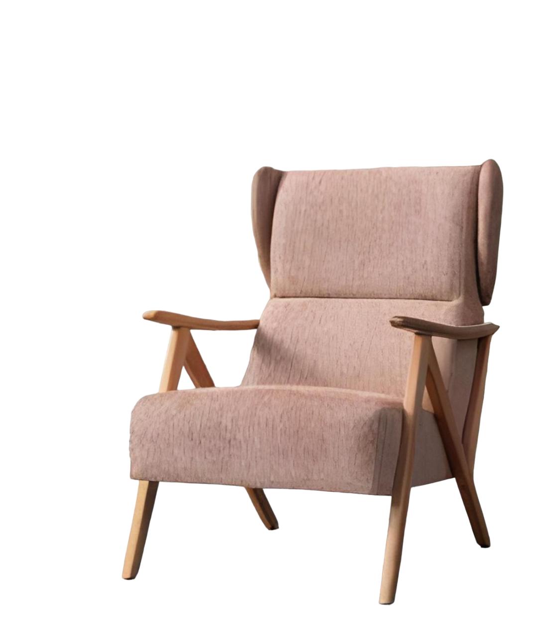 Sessel Rosa Modern Luxus Design Wohnzimmer 1-Sitzer Textil Material
