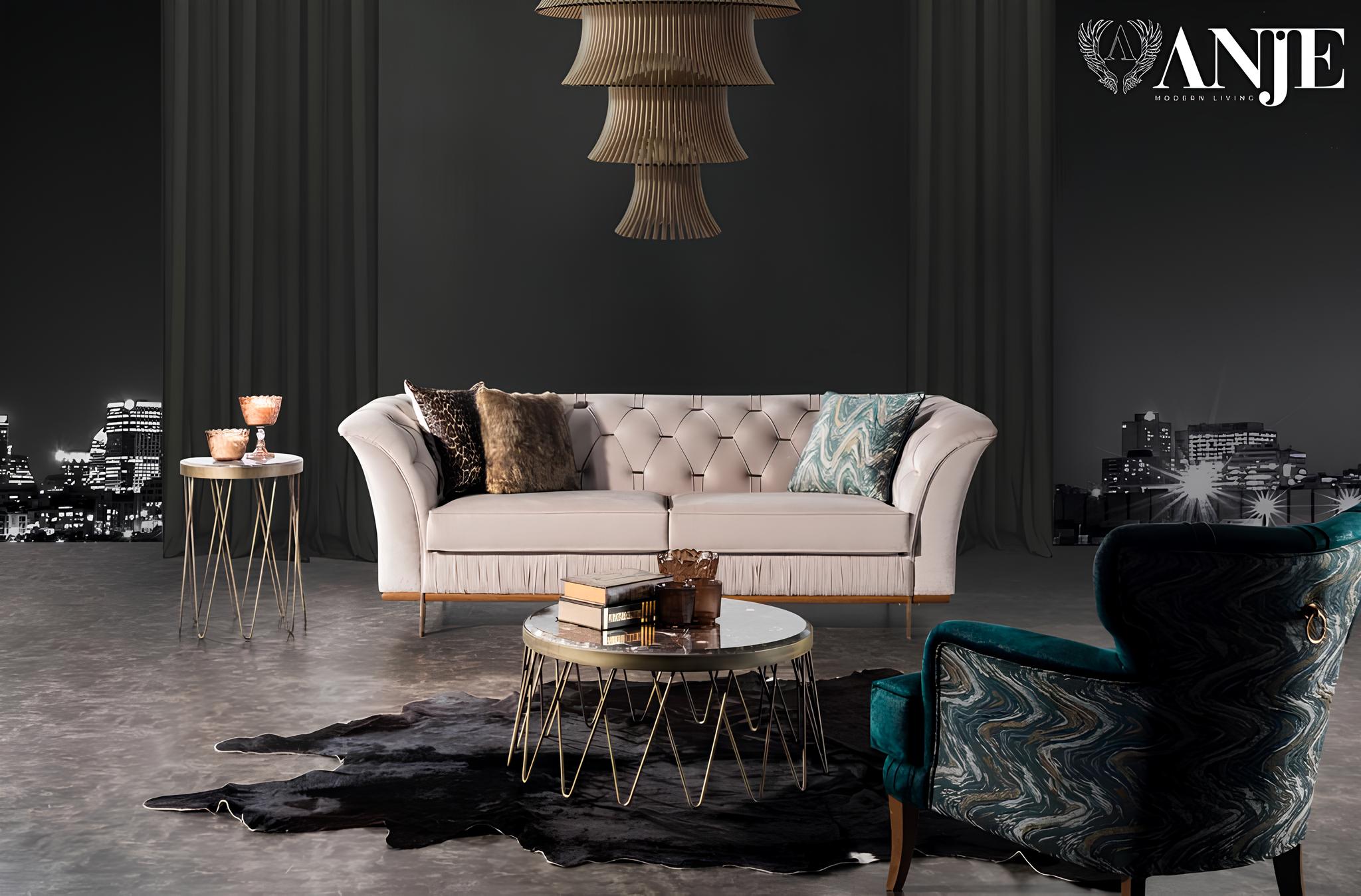 Für Wohnzimmer Luxuriöses Set Sofa+Sessel Bequem Textil Modern Neu