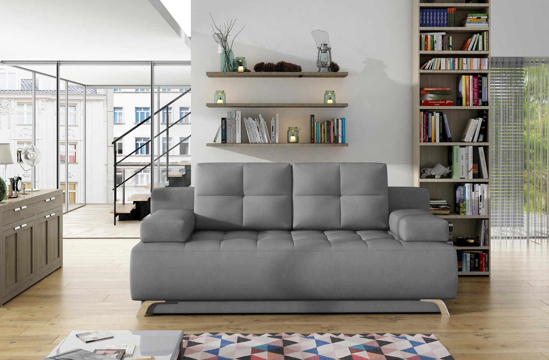 Klapp Textil Couch Schlafsofa Bett Sofa Kasten Sofas Couchen Polster Möbel Stoff