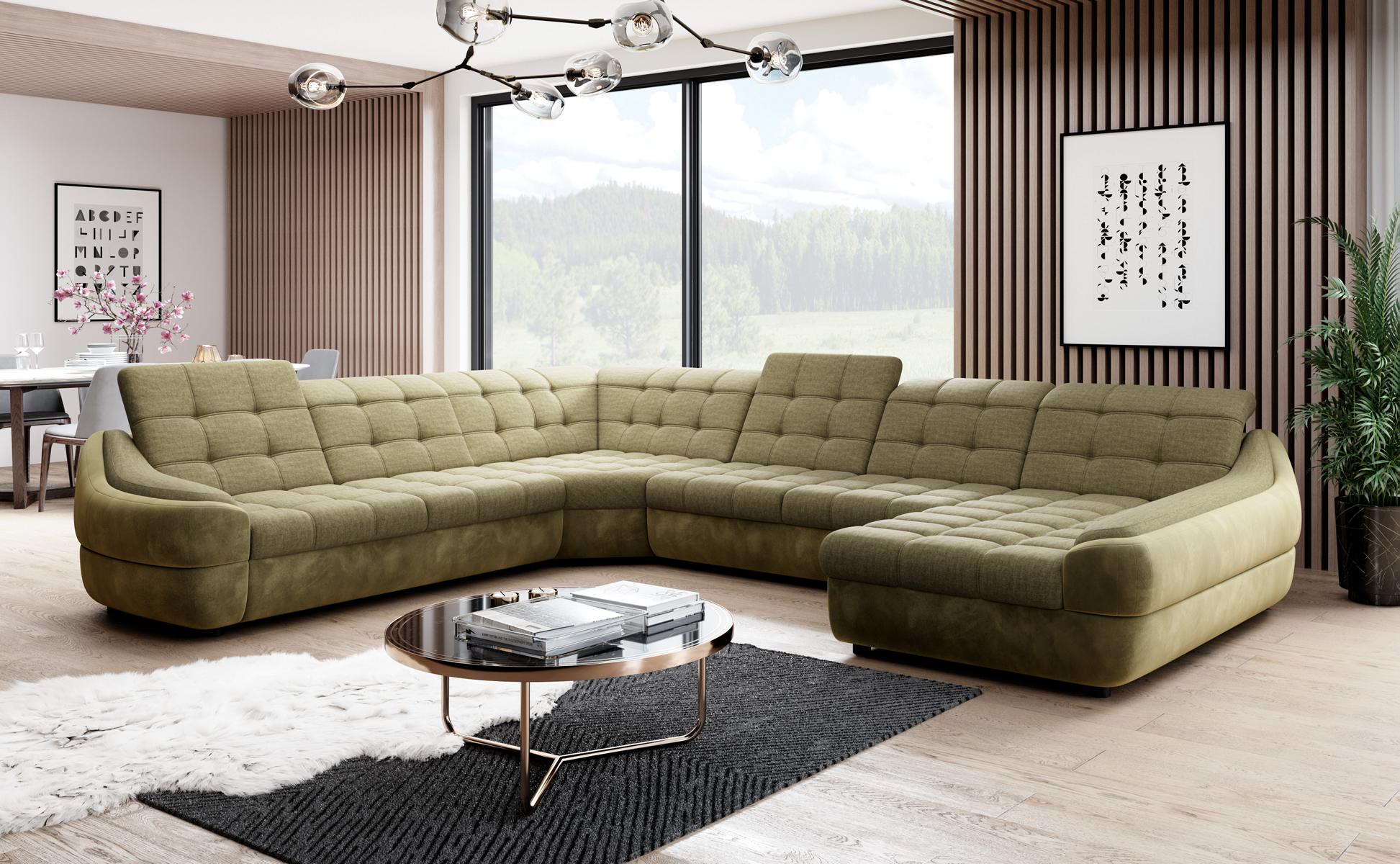Sofa Couch Polster Garnitur Wohnlandschaft Design Ecksofa Textil Neu U Form neu