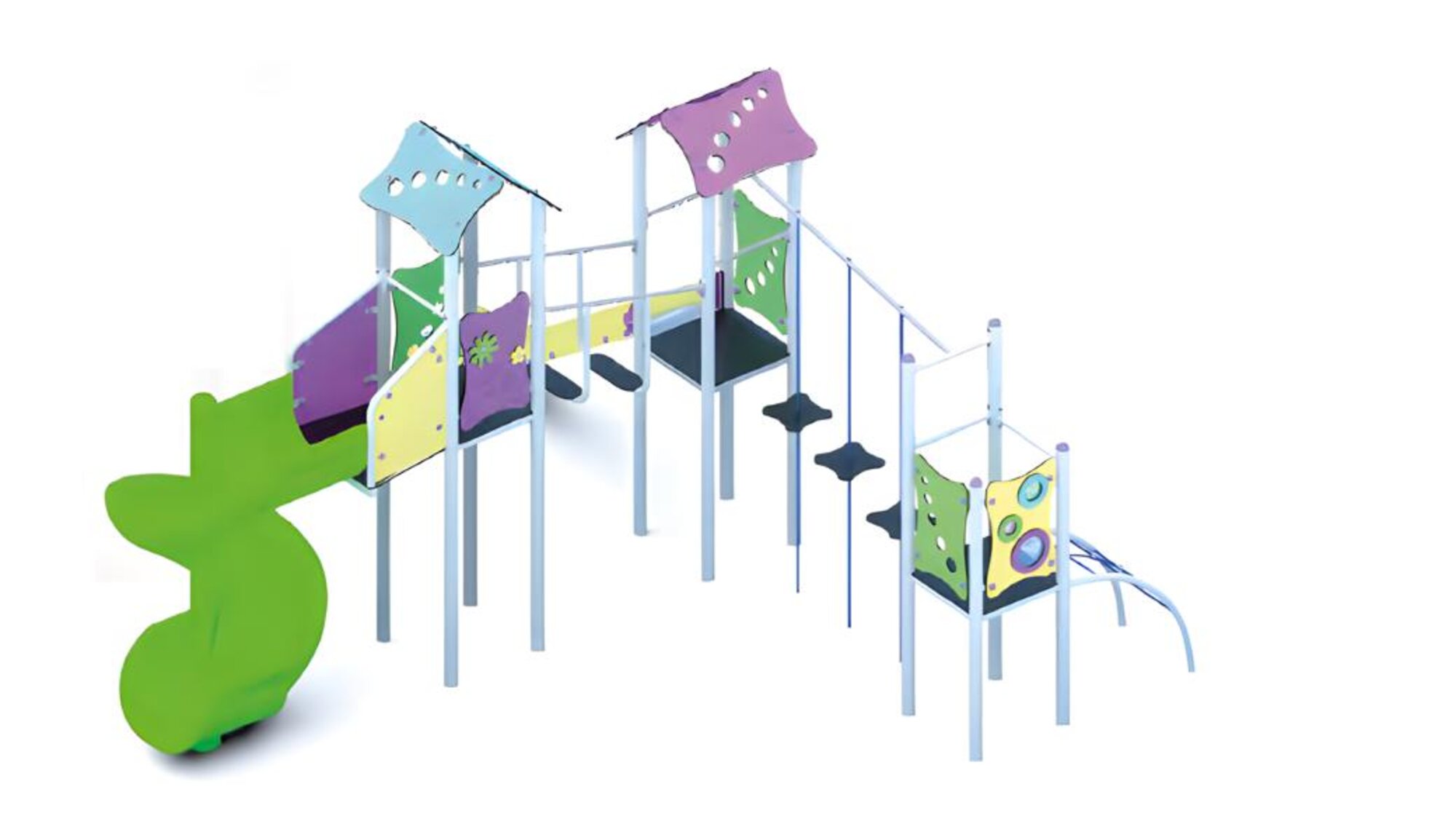 Freiluftspielplatz Vergnügungsbereich Kinderspielareal Rutschenturm Spielstätte