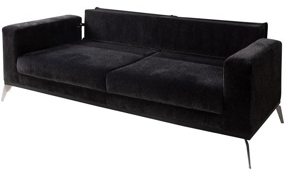 3 Seater Sofa Dreisitzer Couch Stoff Metallbeine Wohnzimmer Schwarz