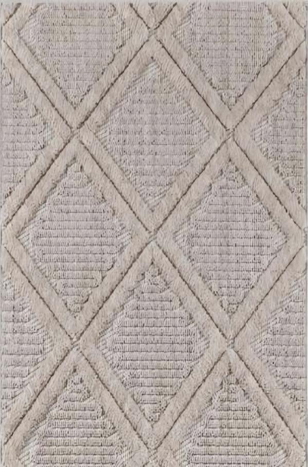 Teppich Rauten Design Kurzflor Wohnzimmer Schlafzimmer Natur Creme Farbe