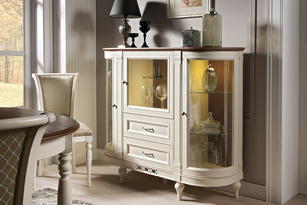 Klassische Kommode Vitrine Kommoden Vitrinenschrank Kommodenschrank FL-KB