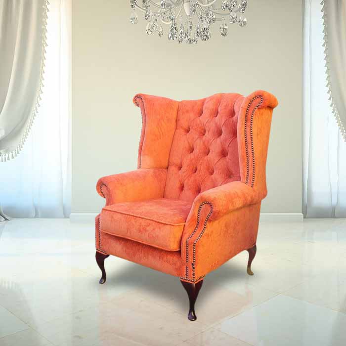 Echter Chesterfield Ohrensessel Sessel Couch Sofa Polster Sitz Lounge Samt Neu