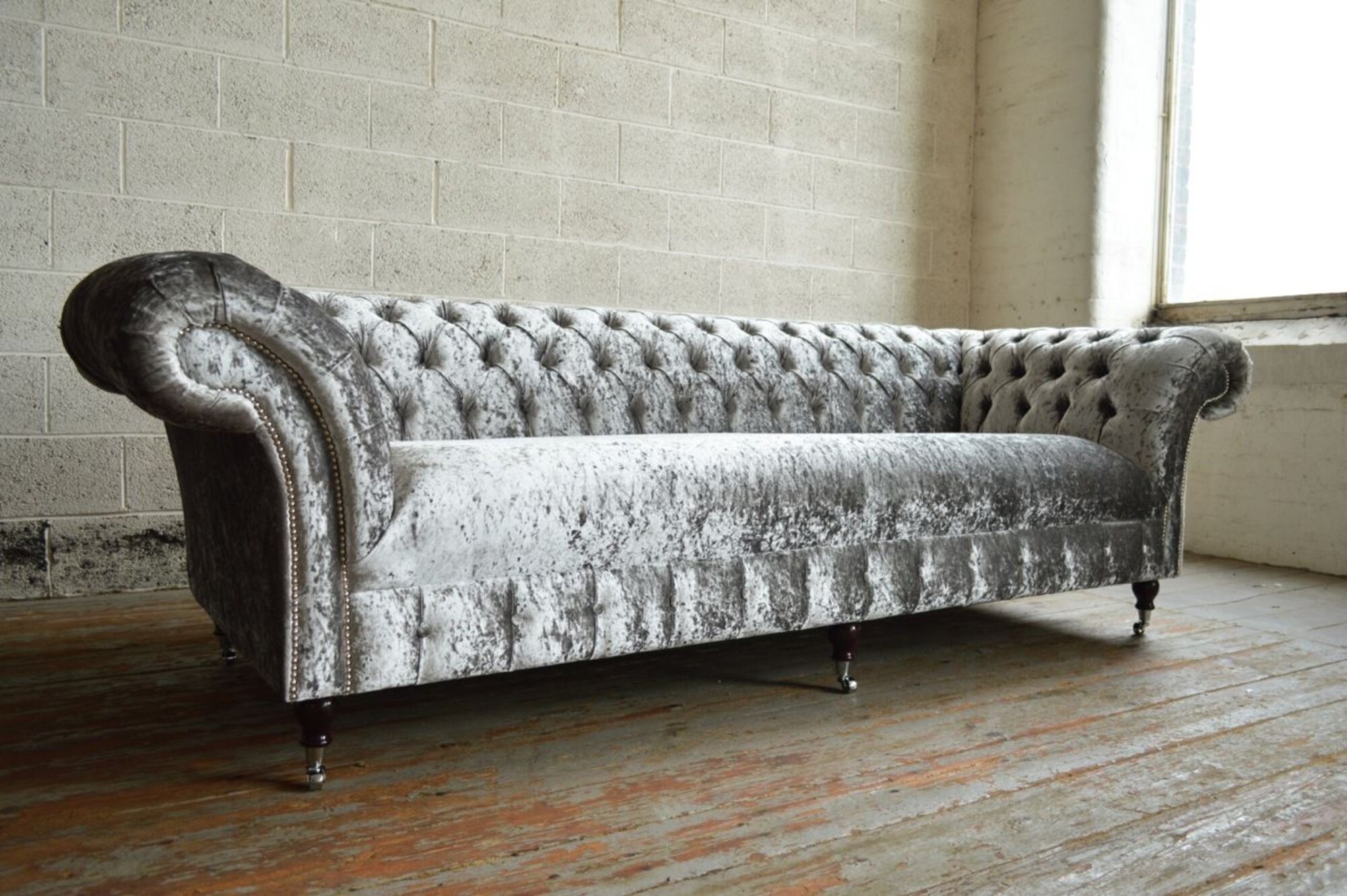 Chesterfield Designer Couch 4 Sitz Sofa Polster Textil Leder Garnitur 2016-49