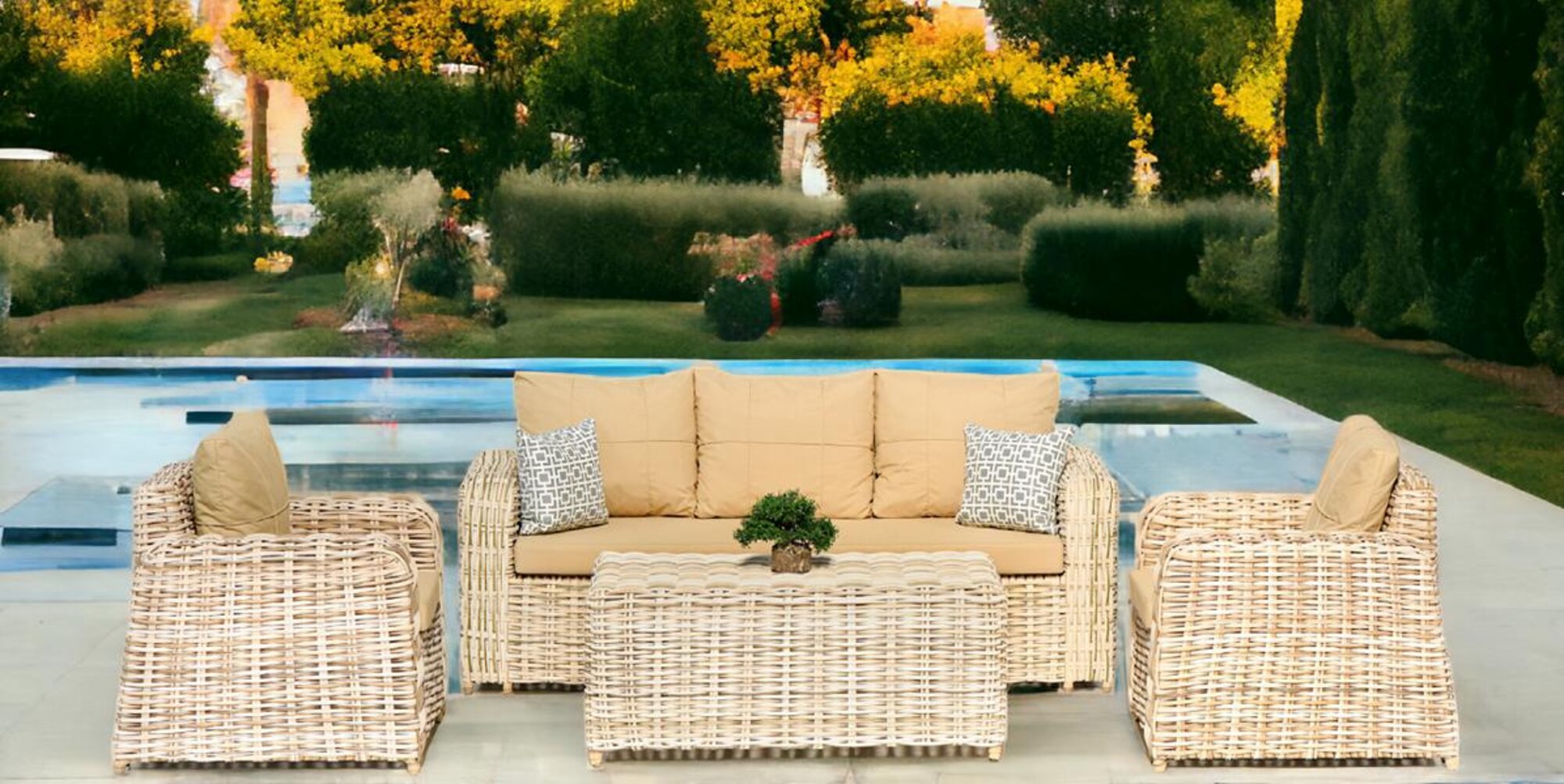 Set GartenMöbel Sofa Sessel Couchtisch Ästhetik Bequemlichkeit Praktikabilität