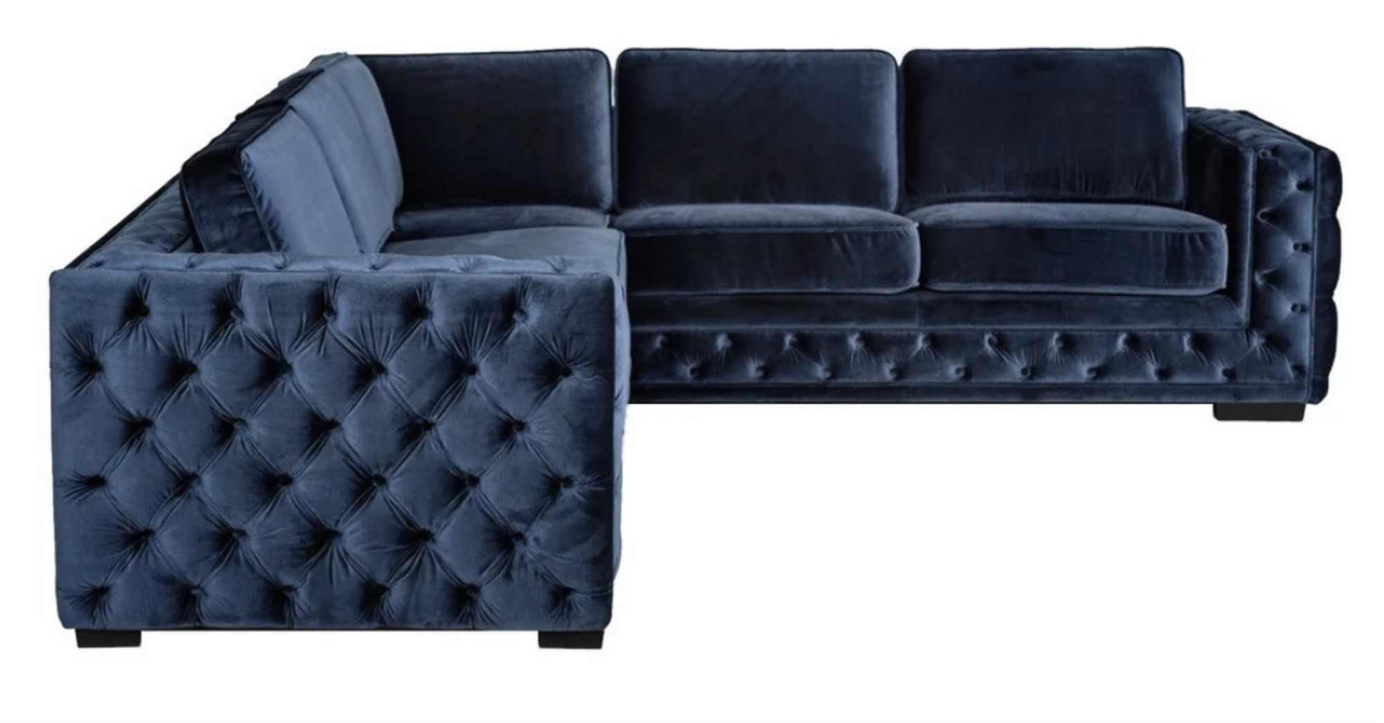 Ecksofa Navy Blau Eckgarnitur Polster Samt Neu Möbel Design Wohnlandschaft Couch