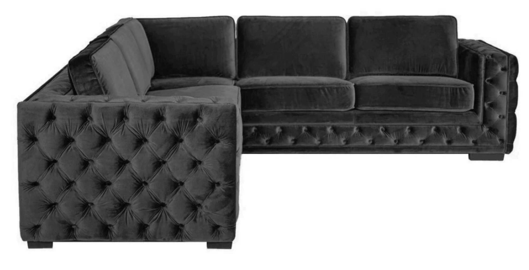 Taupe Grau Ecksofa Chesterfield Samt Möbel Neu Wohnzimmer Modern Design Sofa