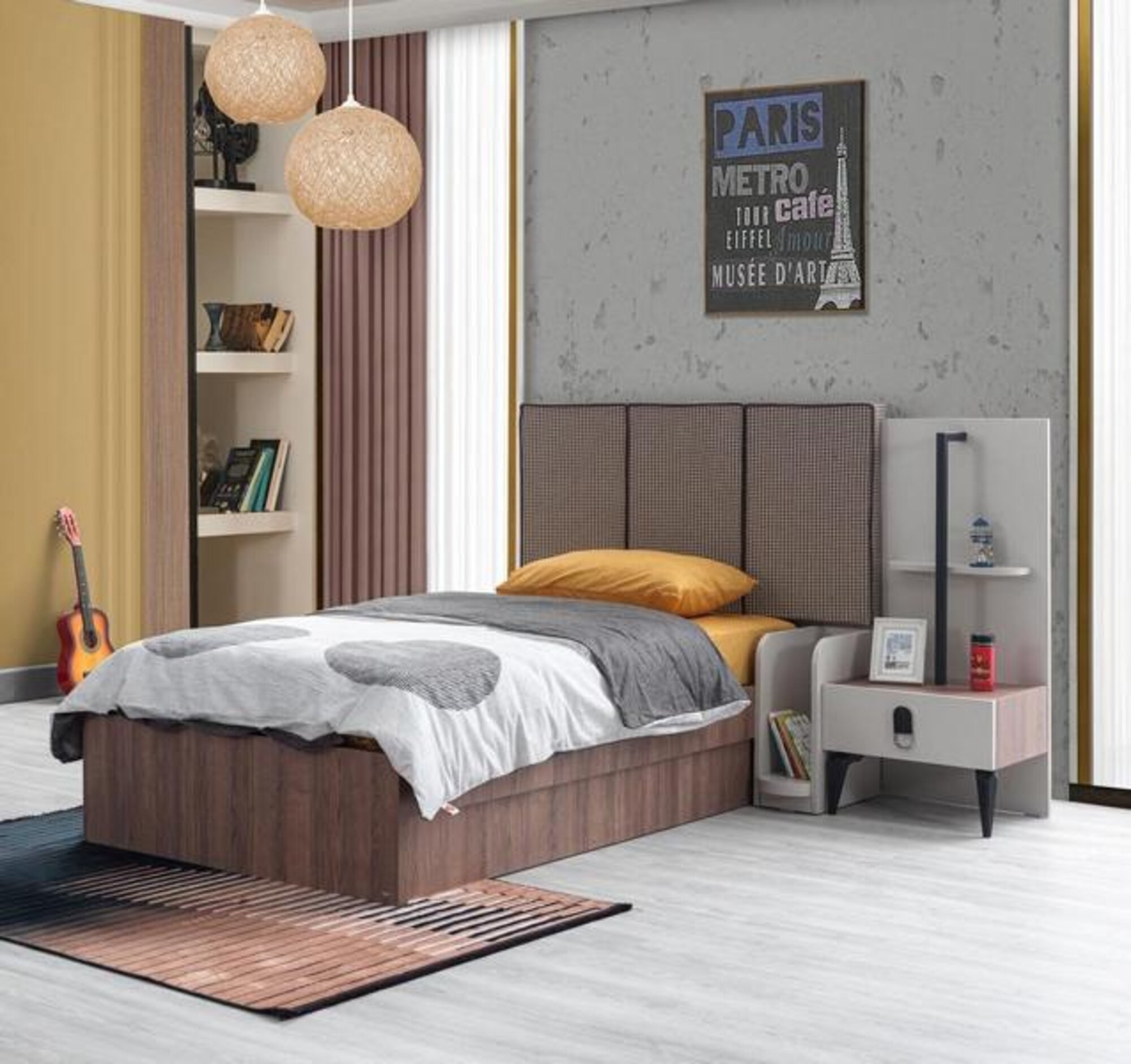 Kindermöbel Kinderbett Nachttisch Luxuriöser Holz Top-Qualität Möbel Braun