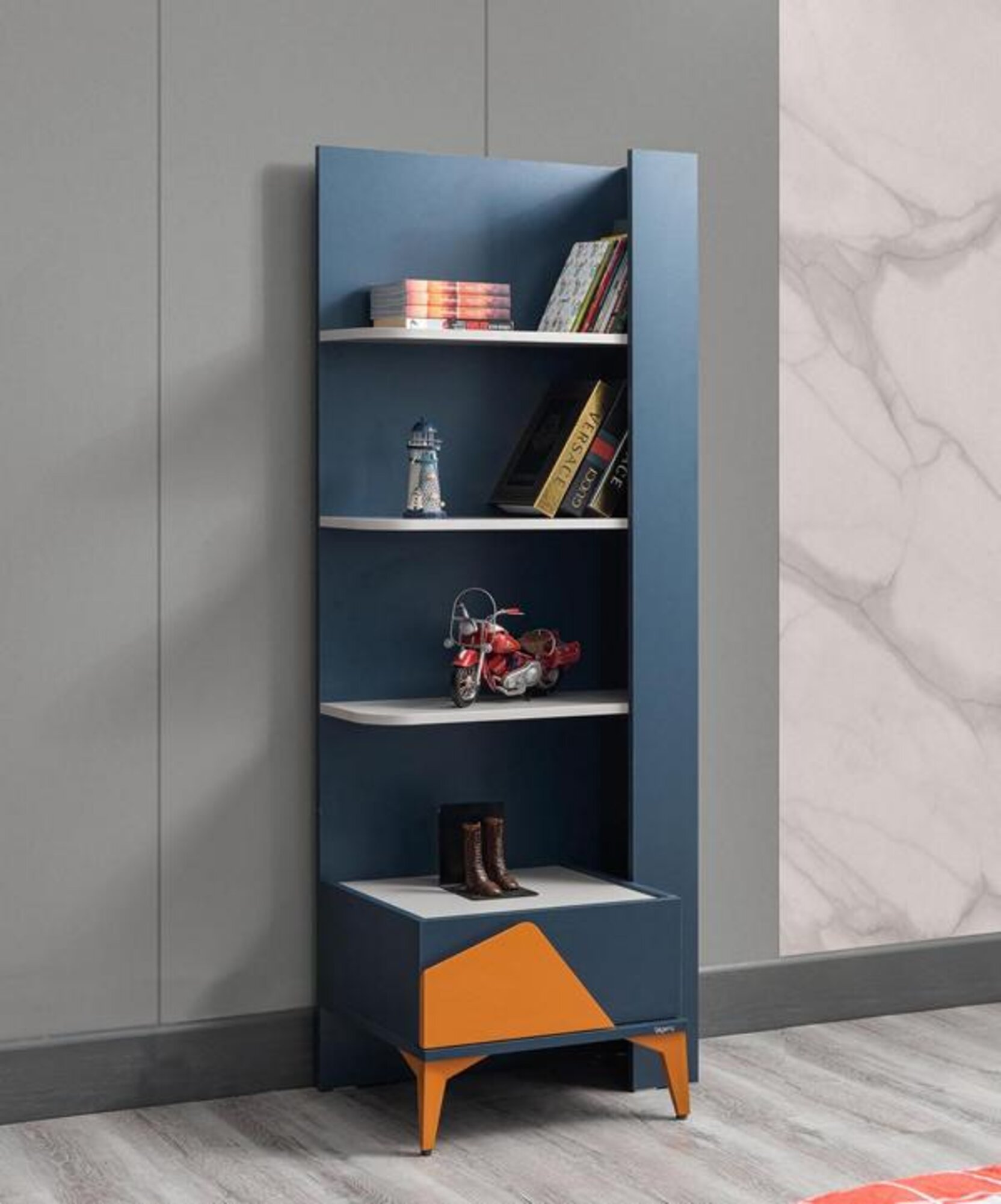 Regal Schrank Bücherregal Schränke Mehrzweck Top-Qualität Möbel Blau Modern