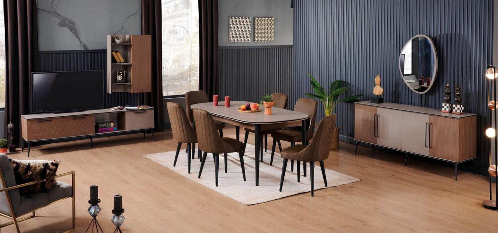 Essgruppe Esstisch Esszimmerset Stühle Konsole rtv Sitzgruppe Tisch Esszimmer