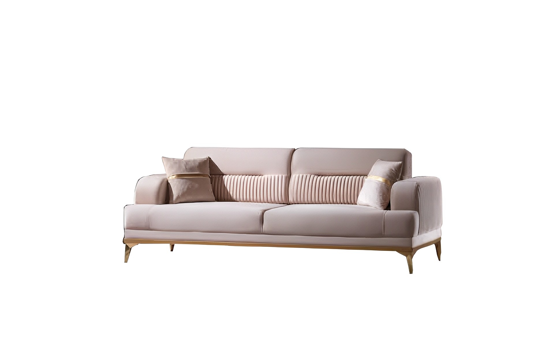 Dreisitzer Wohnzimmer 3-Sitzer Sofa Polster Möbel Stoff Beige Modern Couch