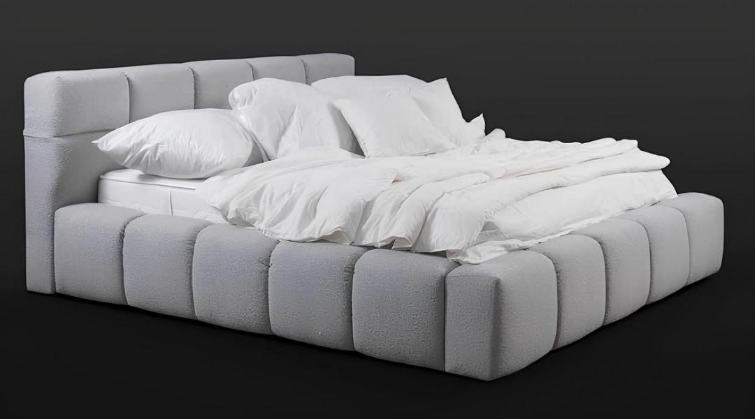 Schlafzimmer Doppelbett Bett 180сm Matratze Grau moderner Stil Holz