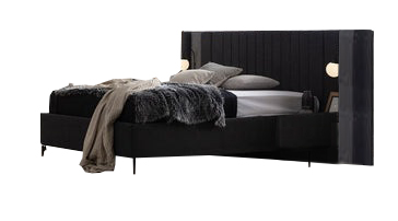 Schlafzimmer Bett Schwarz Design Möbel Einrichtung Doppelbett Textil Betten