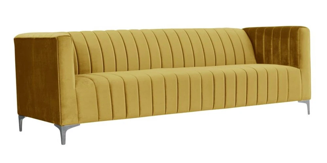 Sofa Gelbe Polster Dreisitzer Gelb Stoff Wohnzimmer Design Couchen Polster Sofas