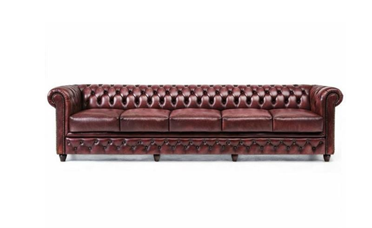 Designer Großes Lila 6 Sitzer Sofa Leder Textil Luxuspolster Chesterfield Sofas