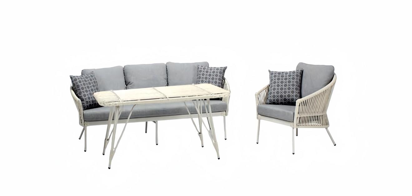 Sofa 3 Sitzer Grau Sessel Couchtisch Sitzmöbel Hochwertig Möbel Garten Terrasse