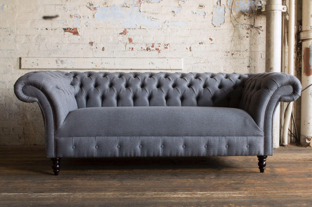 Design Sofa Chesterfield Luxus Klass Couch Polster Garnitur Leder Textil 1091