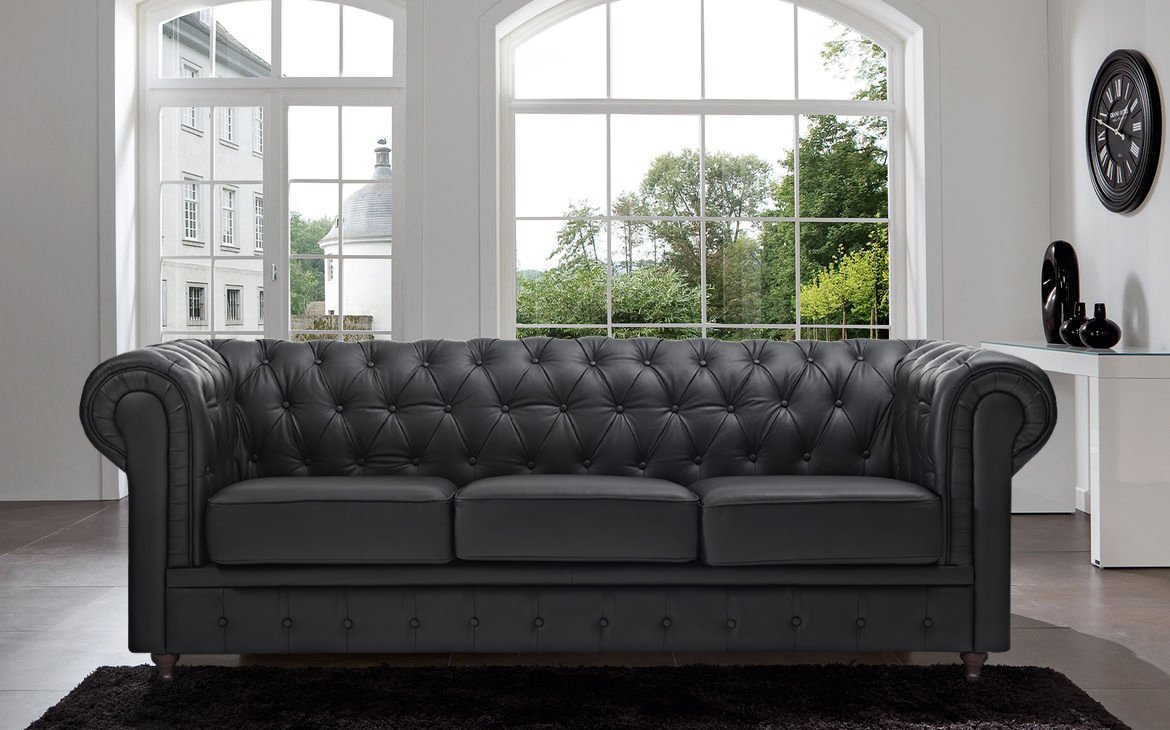 Chesterfield Couch Polster Sofas Klassischer Leder Schaffhau 3 Sitzer - 276