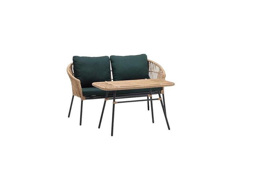Sofa 2 Sitzer Couchtisch Modern Terrassen Grün Garnitur Luxus Sofagarnitur