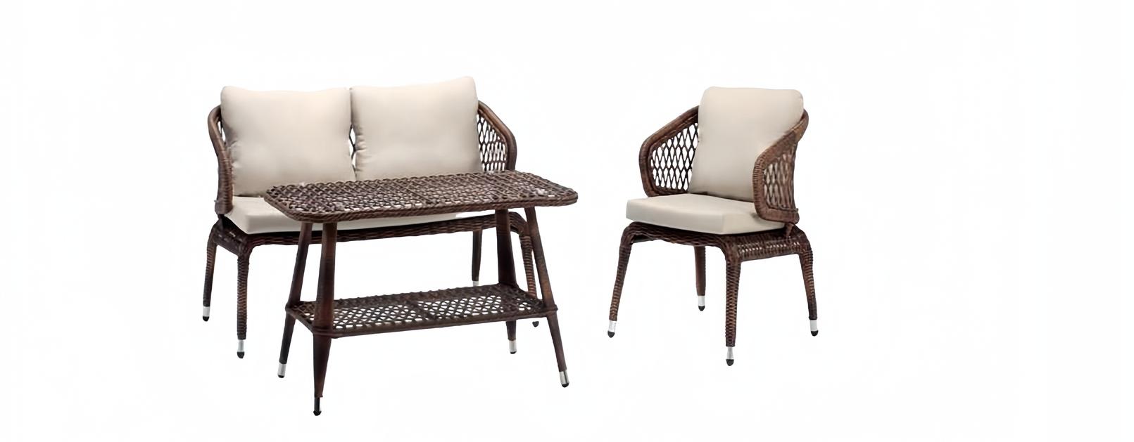 Sofagarnitur Braun Moderne Gartenmöbel Luxus Couchtisch Sofa 2 Sitzer Sessel