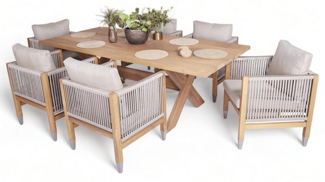 Gartenmöbel Esstisch Stilvoller 6x Stühle Luxuriöse Komplett Set 7tlg