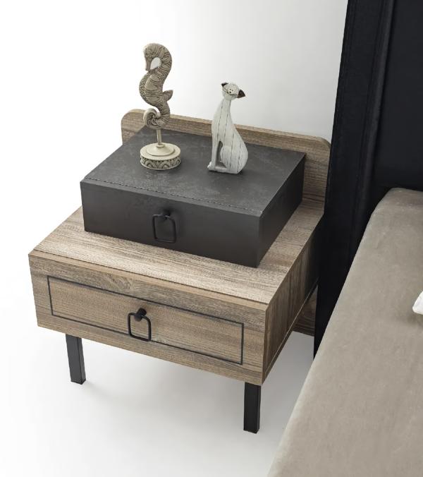 Nachttisch Holz Schublade Schwarz Stilvolles Design Kinderzimmer Möbel Modern